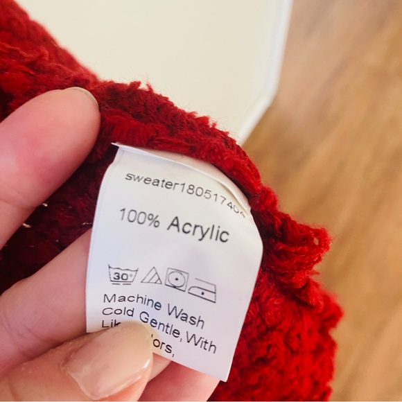 Shein Red Chunky Sweater Cardigan - Picture 2 of 6
